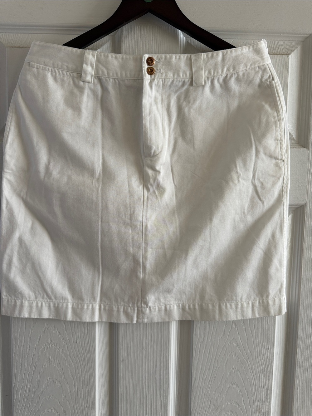 White Cotton Mini Skirt with Button Detail